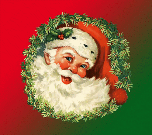 Animated GIF of Santa with the words to A Visit from St. Nicholas animated on it